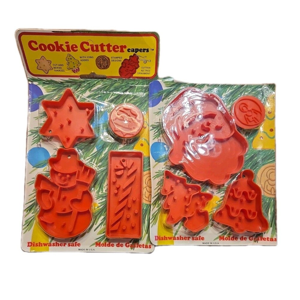 Vintage Cookie Cutter Capers Christmas Set Lot of 2 Made in USA Lone Toy Tree